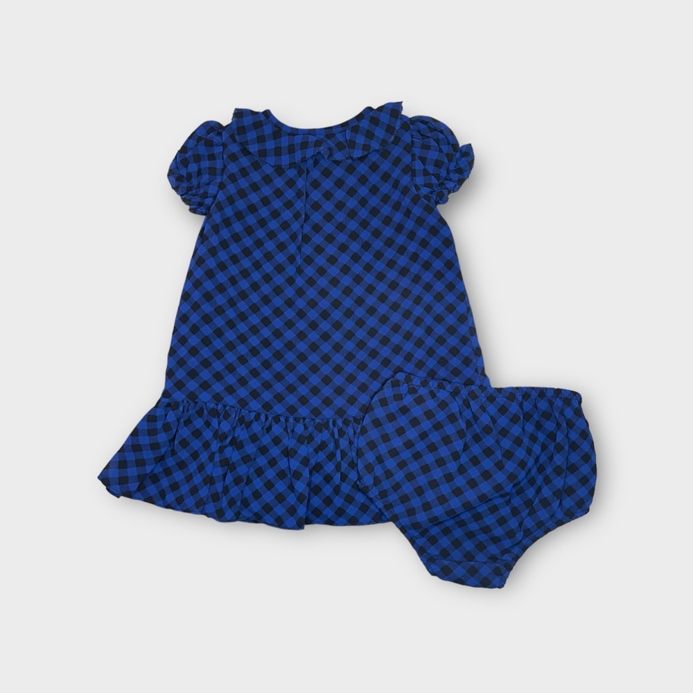 Ralph Lauren Blue Gingham Plaid Dress & Bloomer Set - Picture 6 of 7